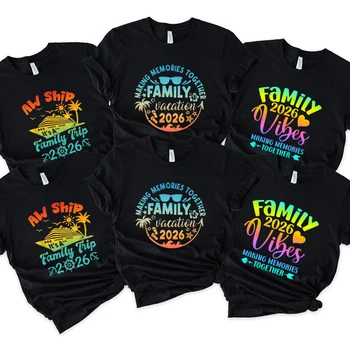 2026 Family Vacation Matching T-shirts Making Memories Together Gradient Print Tops Summer Trips Cruise Holidays Women Clothing