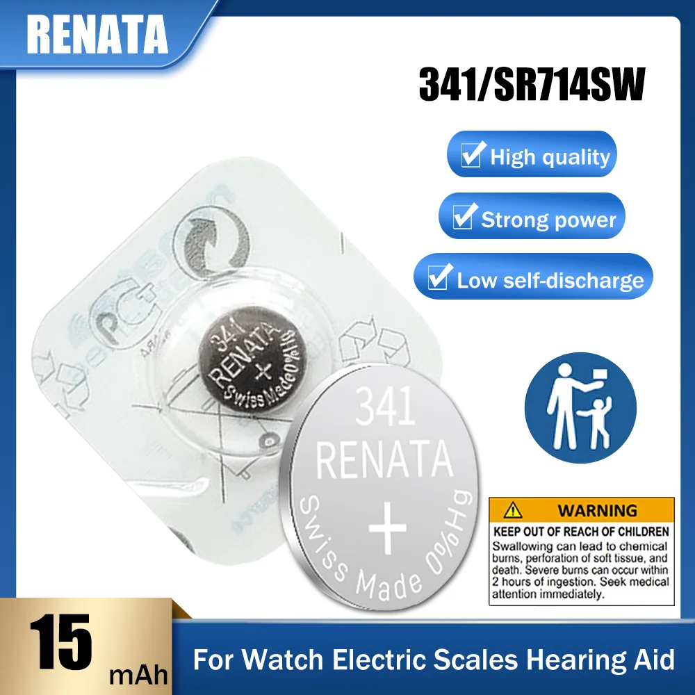 1 pçs 1.55v nova marca original renata 341 sr714sw lr714 e341 s36 rw322 ...