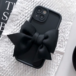Charming Rose Red 3D Bow Silicone Case - Cute and Soft Cover Gift - Redmi Note 7 pro (HDJ Black)