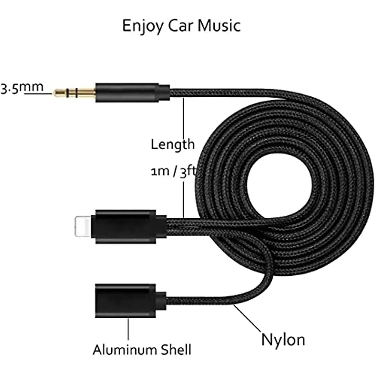  Ŀ ִ Aux ڵ   ̺,  13, 12/11 , XS, XR, 8/7 ȣȯ , Ʈ to 3.5mm