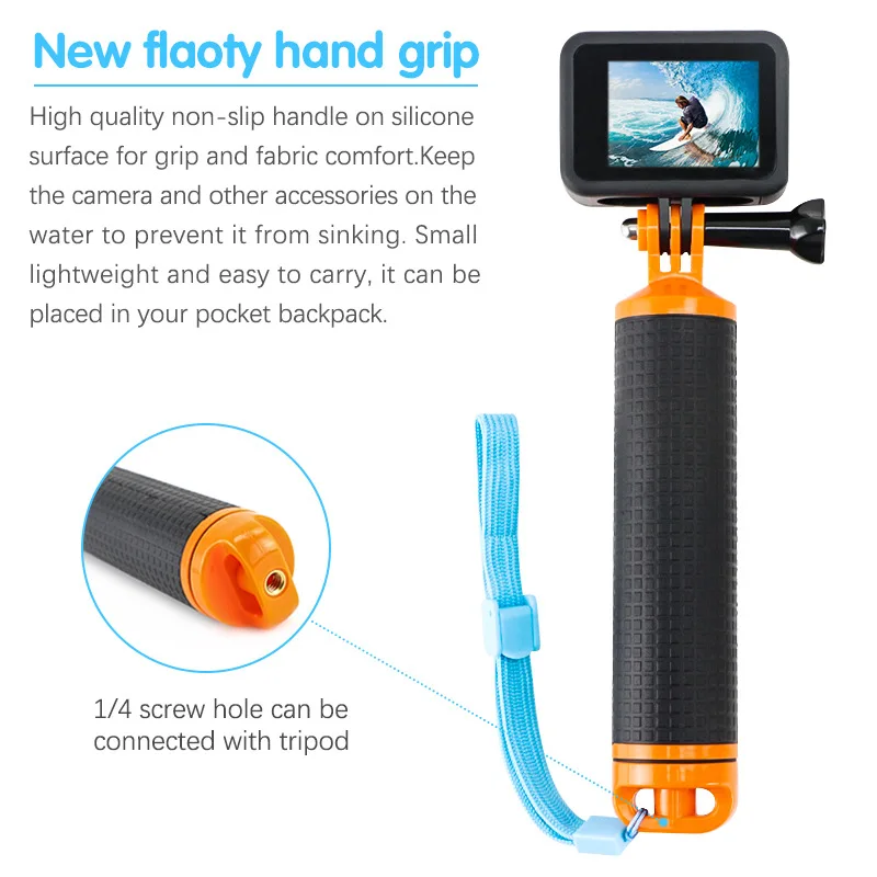Wasserdichter schwimmender Handgriff für Gopro 12 11 10 9 8 insta360 x4 x3 Zubehör für Handler halterung für Wassersport-Action kameras – Detail 2