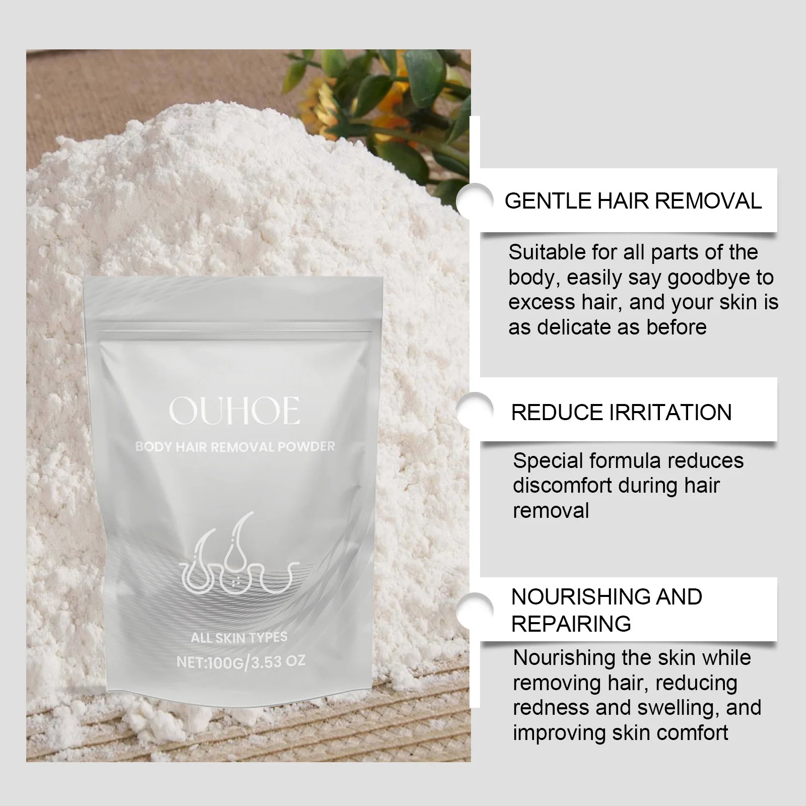 Body Hair Removal Powder Powerful Armpit Legs Arms Epilator Painless Depilatory Clean Hair Growth Inhibitor Woman Men Body Care 4