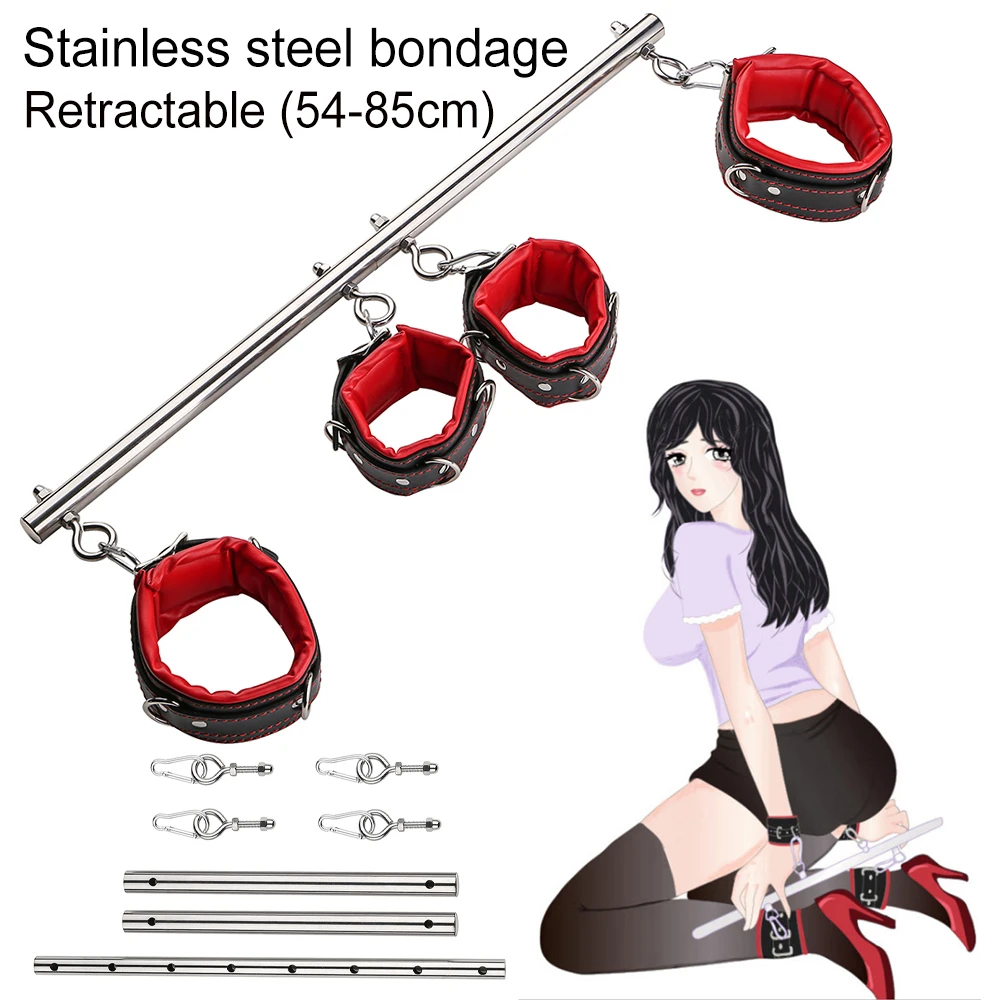 BDSM Bondage Set Stainless Steel Adjustable Telescopic Sex Slave Handcuffs Ankle Cuffs Fetish Restraints Sex Toys for Couples sex handcuffs sex toys