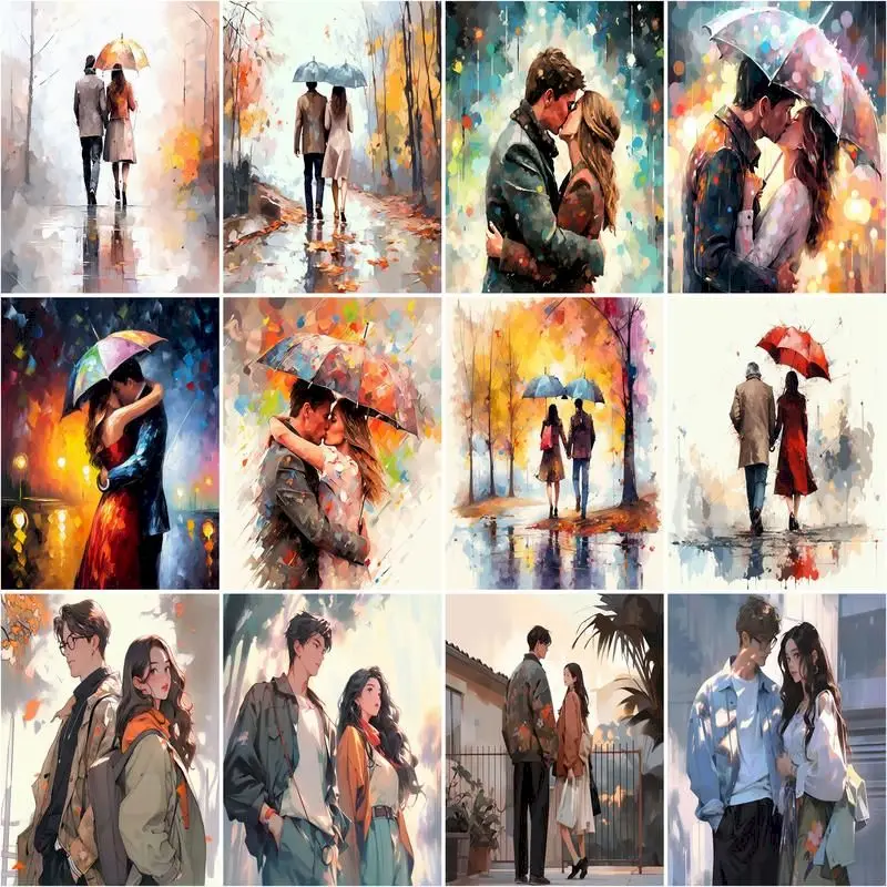 

CHENISTORY Coloring By Number Umbrella Couple Diy Room Wall Art Painting By Number Figure Home Decoration Gift 60x75cm