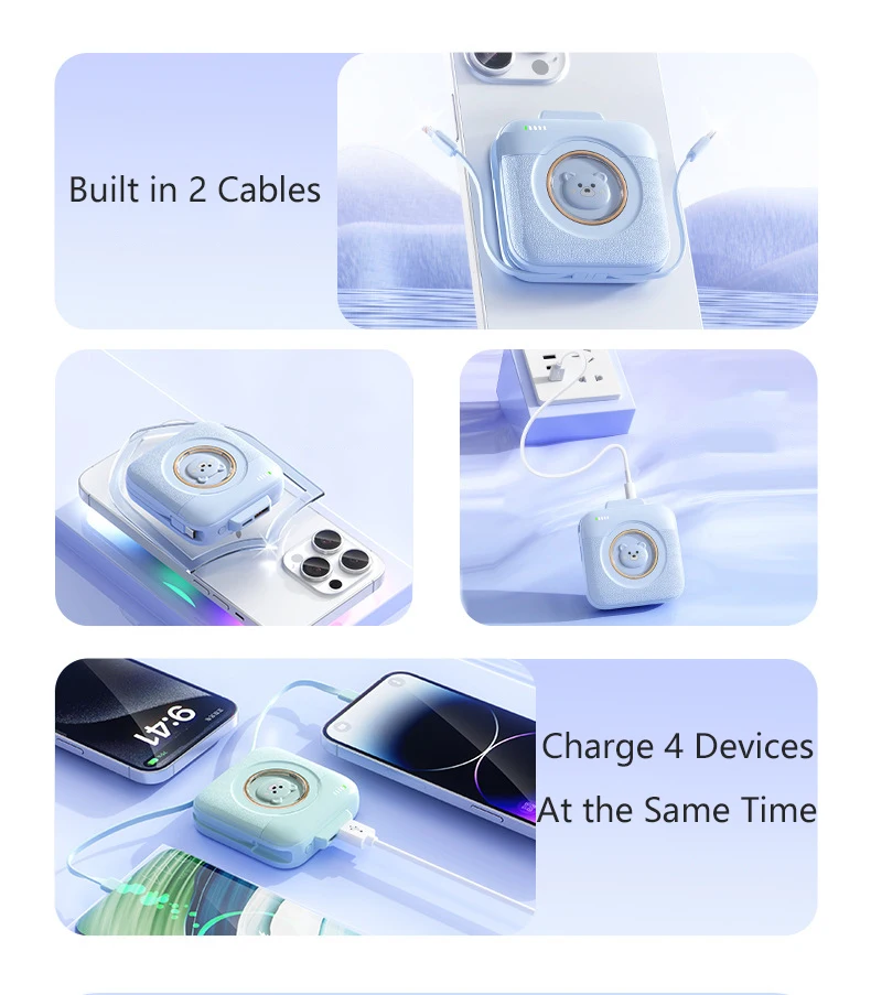 Mini powerbank 20000mah con cable integrado diseño cartoon_voghion.com