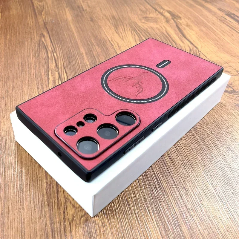 Premium Deer Leather Phone Case with MagSafe Wireless Charging Compatibility