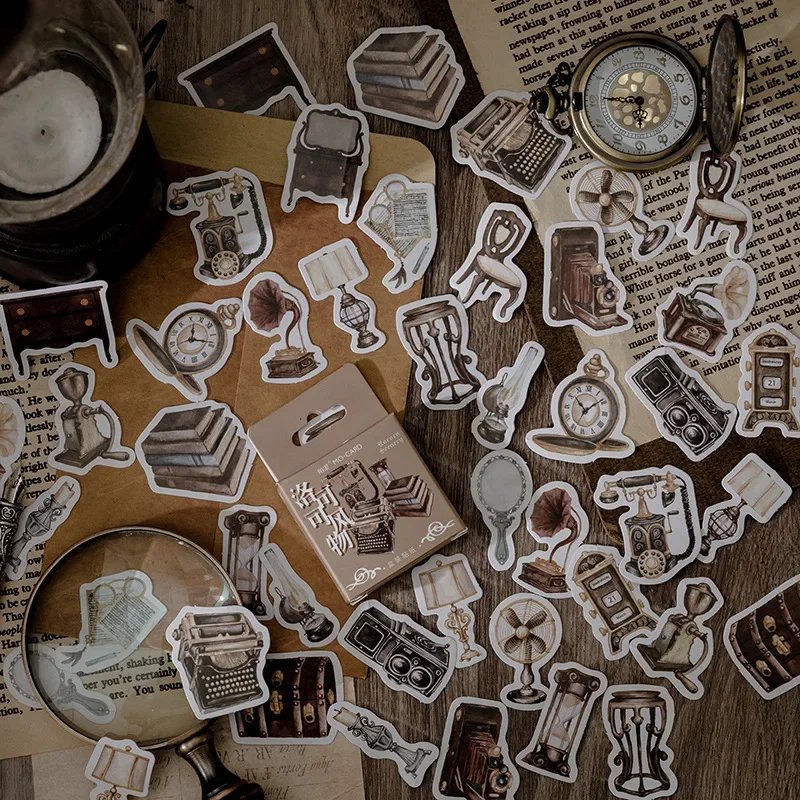 

46 Pcs/pack Vintage Paper Stickers for Stationery Diy Scrapbooking Journal Diary Album Sticker Antique Things Paper Stickers