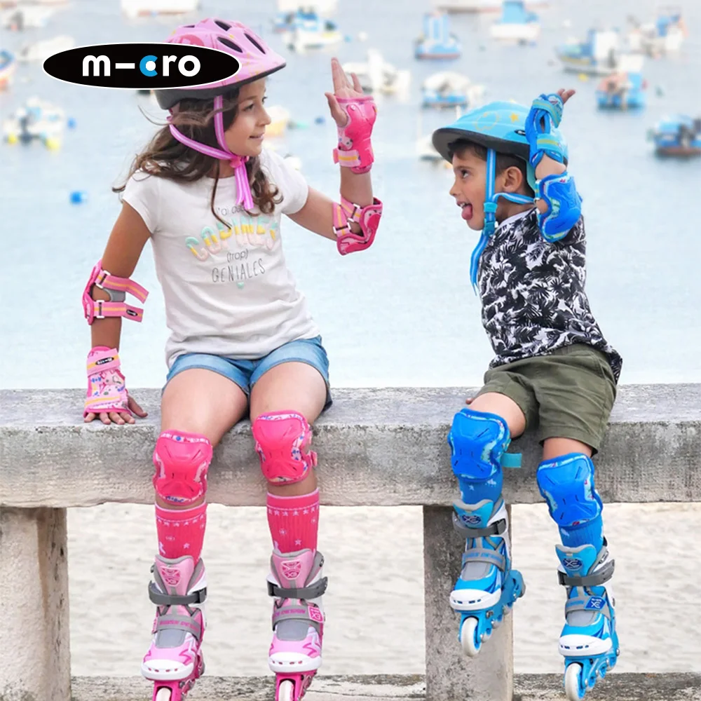 MICRO SKATE M-cro IMPACT PROTECTIONS, Équipement de protection lumineux pour  enfants 6PCS