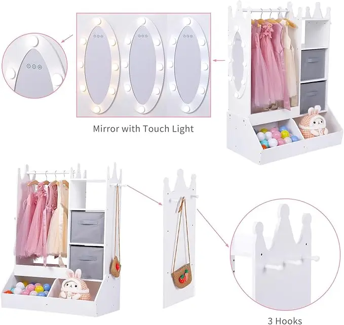 Kids Clothes Rack with Storage 3