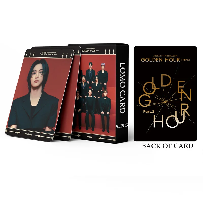 55pcs ATEEZ New Album GOLDEN HOUR : Part.2 LOMO Card Ice On My Teeth Postcard Photo Card Hongjoong Seonghwa Yunho Girl Gift