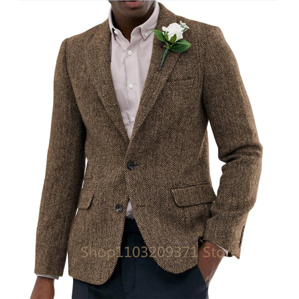 1PCS Men's Blazer Herringbone Casual Luxury Single Breasted Elegant Suits For Men Clothing For men Male Suit men suits jackets
