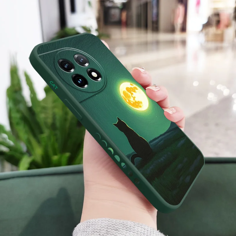 Moongazing Cat Liquid Silicone Phone Case