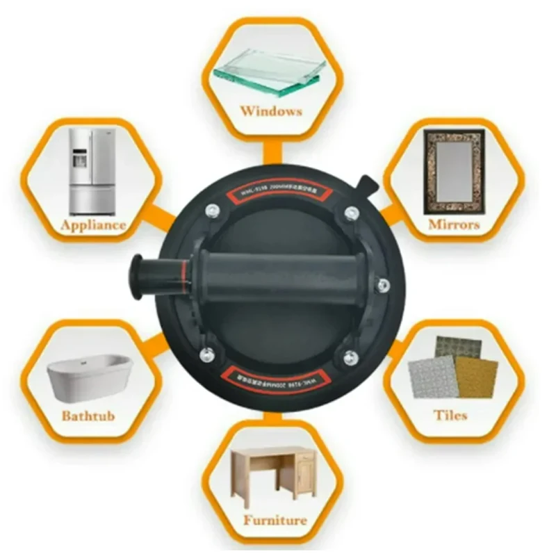 Vacuum Suction Cup 200kg Loading Capacity Heavy Duty Vacuum Spreader for Tile Adsorption 8 Inch Cup Granite Glass Lifting