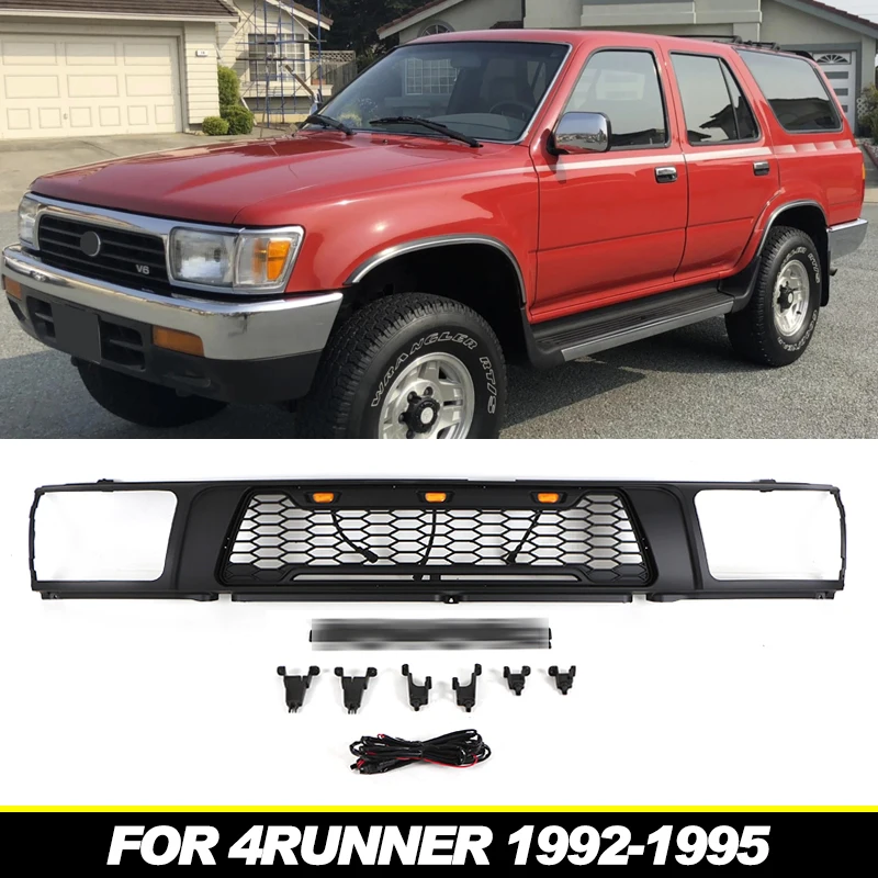 

FIT FOR TOYOTA 4RUNNER 1992-1995 grill honeycomb 1993 1994 4RUNNER front bumper modification grille with LED light accessories