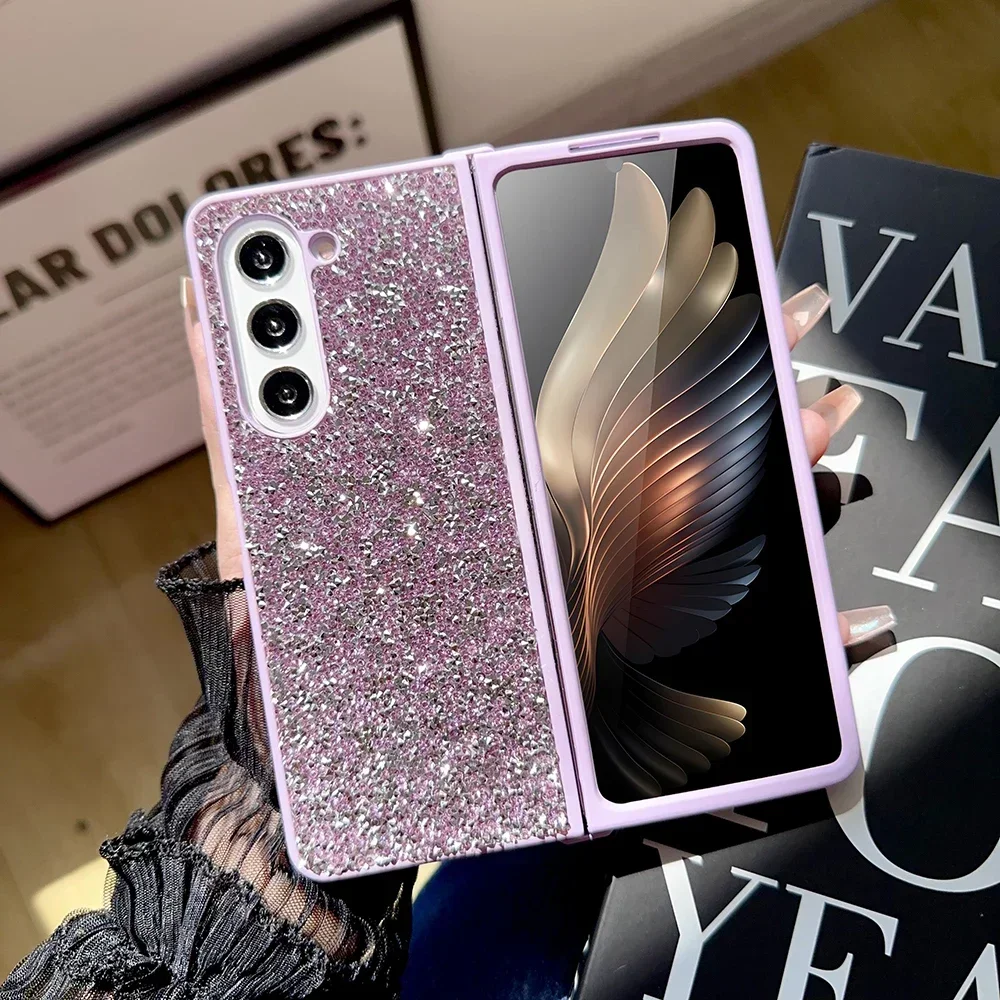 Rhinestone Glitter Sequins Trim Shockproof Phone Case with Soft TPU Frame