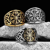 Viking Compass Celtic Knot Men Rings Stainless Steel Women Jewelry Vintage Punk Cool Stuff Fashion Accessories Gift Wholesale 1