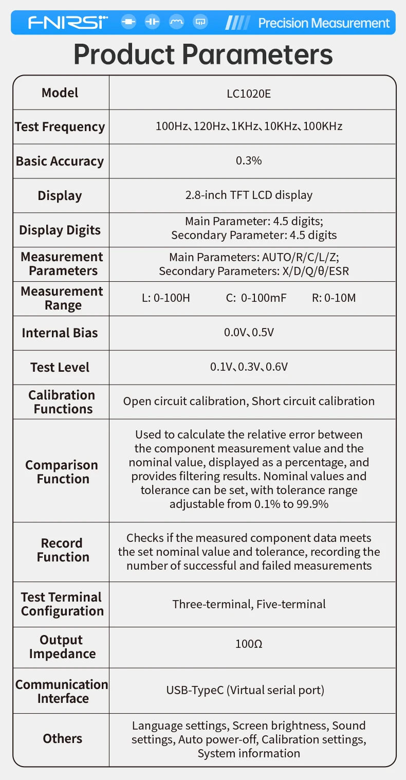 LC1020E High-Precision Handheld Tool Digital Bridge Tester Handheld LCR Meter In