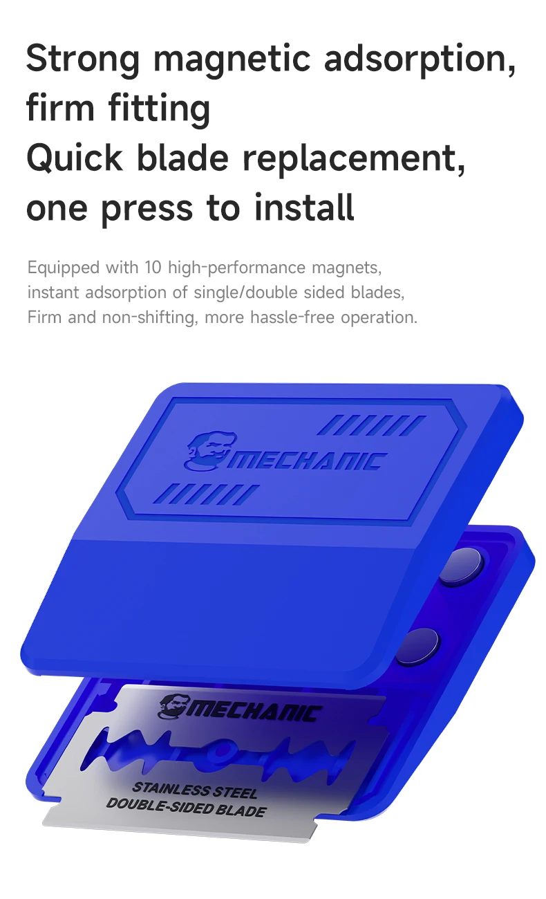 MECHANIC Mag-10 자석 블레이드 홀더 스테인리스 스틸 양면 블레이드 휴대폰 수리 화면 제거 도구 키트