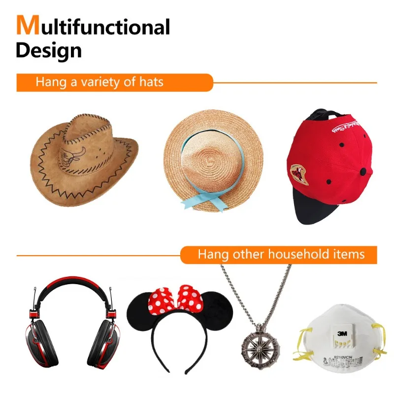 Baseball Hat Hook Hat Sticking Hook Traceless Minimalist Design Rack Simple Earphone Necklace Storage self adhesive hooks multifunctional hooks self adhesive wall hooks heavy duty hooks
