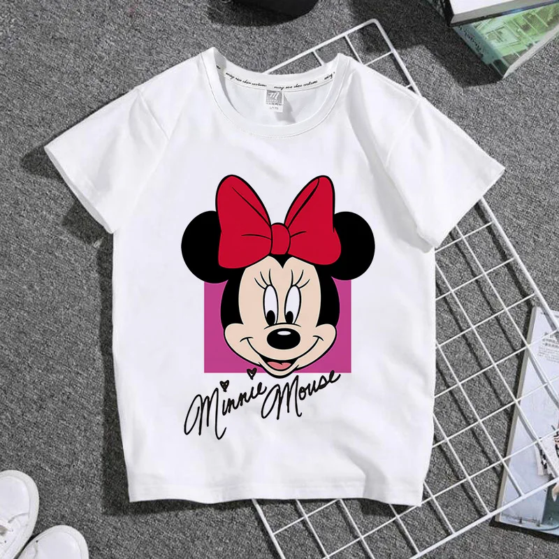 Cartoon cute Mickey summer children's 100% cotton T-shirt Y2K Harajuku casual T-shirt top street fashion children's clothing 2