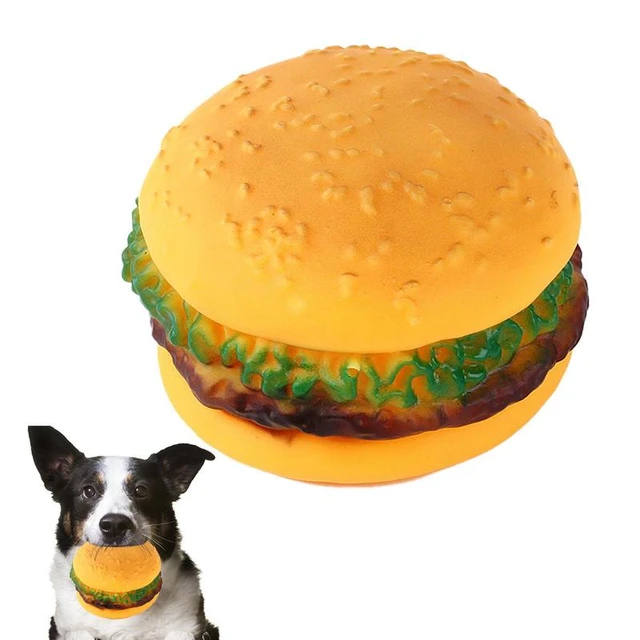 Pet Enjoy Pet Hamburger Chew Toys Hamburger Shaped Food Toy Squeaky Dog Toy  Dogs Safe Durable Puppy Chew Toy for Dogs Teeth Cleaning and Playing 