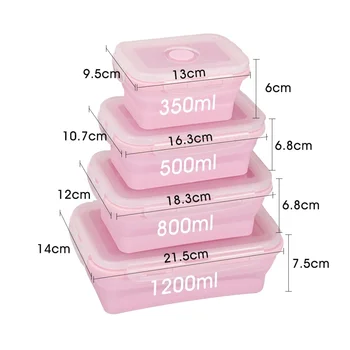 Conteneurs de stockage des aliments pliables avec couvercles et évent, 11.8 oz, ensemble de conteneurs de préparation des repas pliables en Silicone empilables pour la cuisine 1
