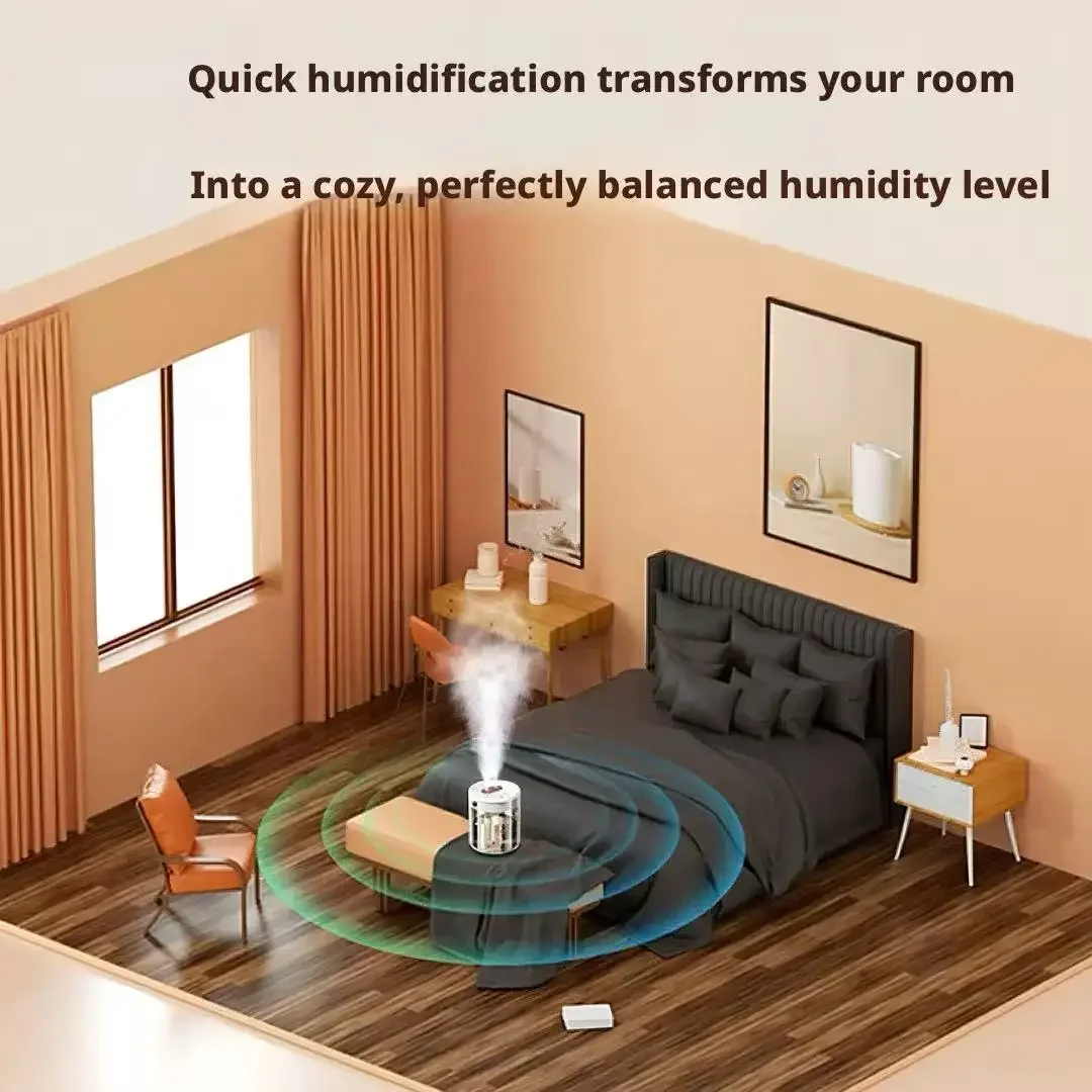 Rechargeable 3 Spray Humidifier Large Capacity Quiet Air Humidifier with Night Light Portable for Home Office Bedroom Desktop 6