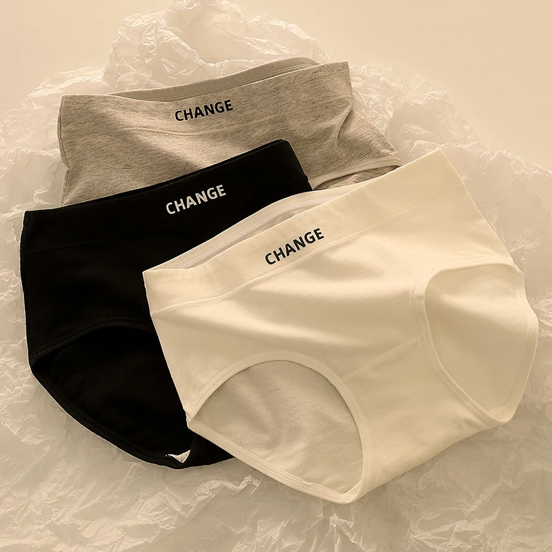 3 قطع سراويل داخلية ناعمة عالية الخصر للنساء عصرية ومريحة رياضية قابلة للتنفس سراويل داخلية مثلثة بسيطة بلون سادة