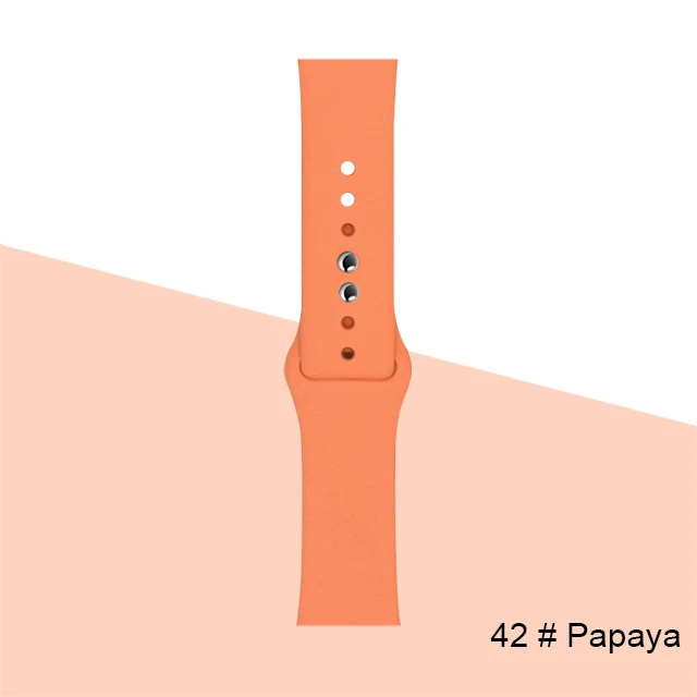 Silicone Strap For Apple Watch band 45mm 41mm 44mm 40mm 38mm 42mm Watchband Bracelet Correa For Iwatch Series 6 Se 5 4 3 7 Papaya-42