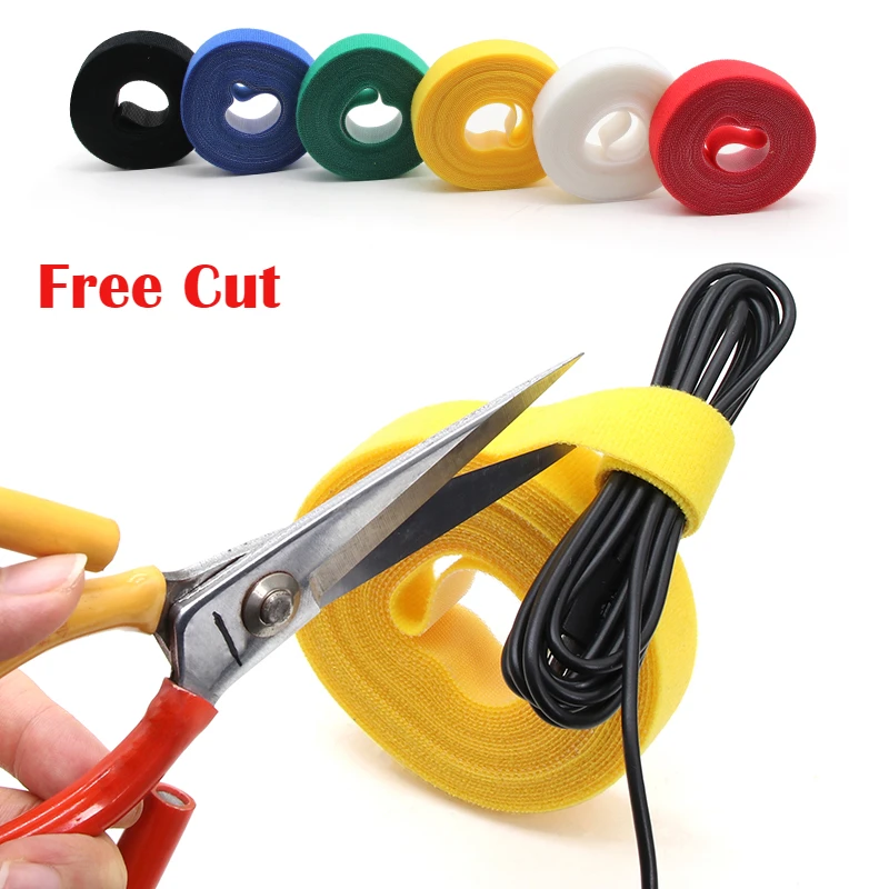 Cable Ties 5m/roll Self Adhesive Tape Reusable Loop Bundle DIY Accessories Nylon Strap Organizer Clip Wire Holder Management