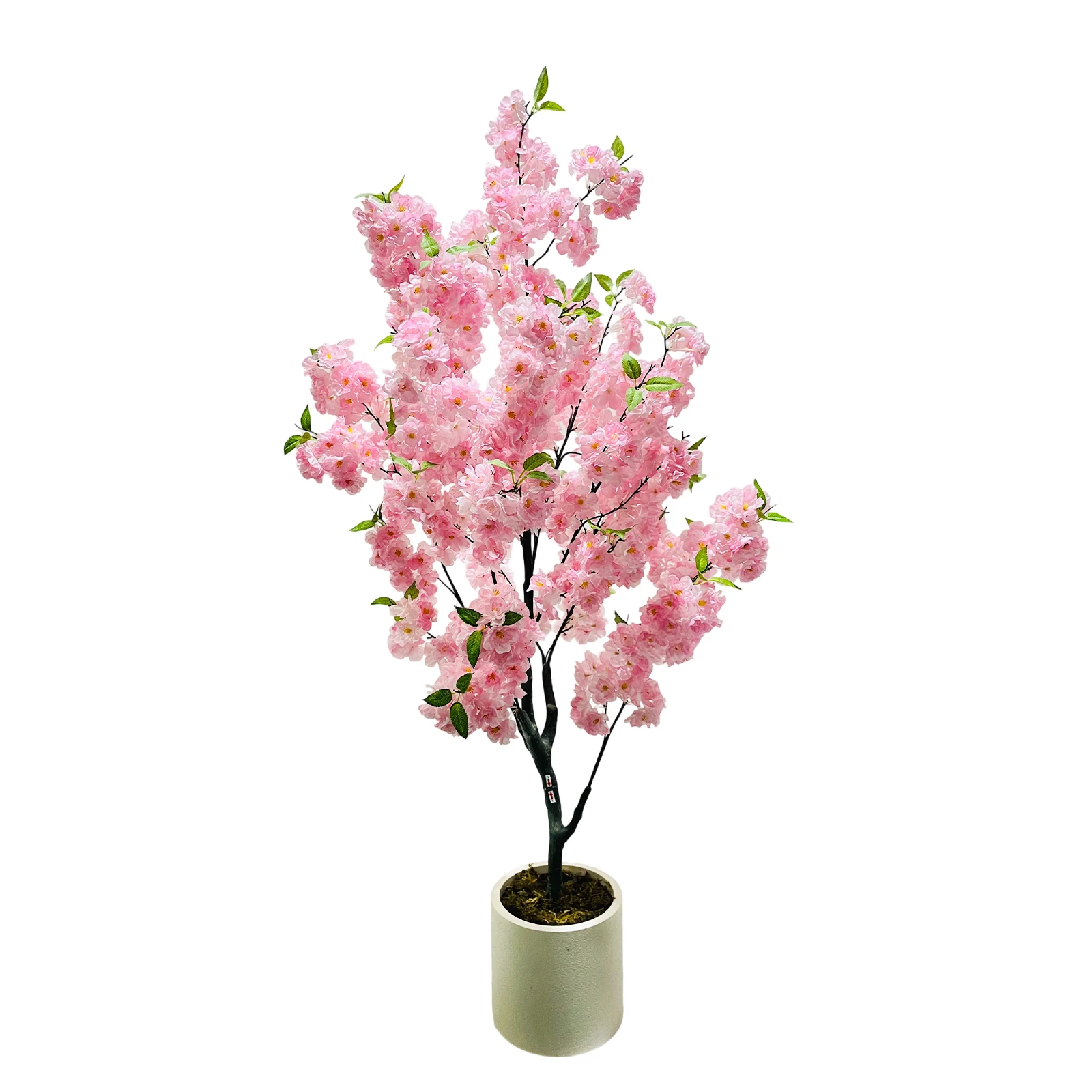 Künstlicher Kirschblütenbaum mit rosa Blumen, 150 cm, realistischer künstlicher Kirschblütenbaum aus Topfseide für Heimdekoration – Detail 1
