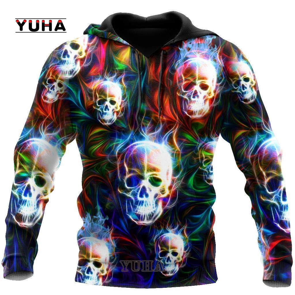 thumbnail image 1 of Sudadera con capucha y sudadera con estampado 3D de tatuaje de calavera roja oscura para hombre, sudadera unisex de primavera y otoño, ropa deportiva informal, 1 of 5