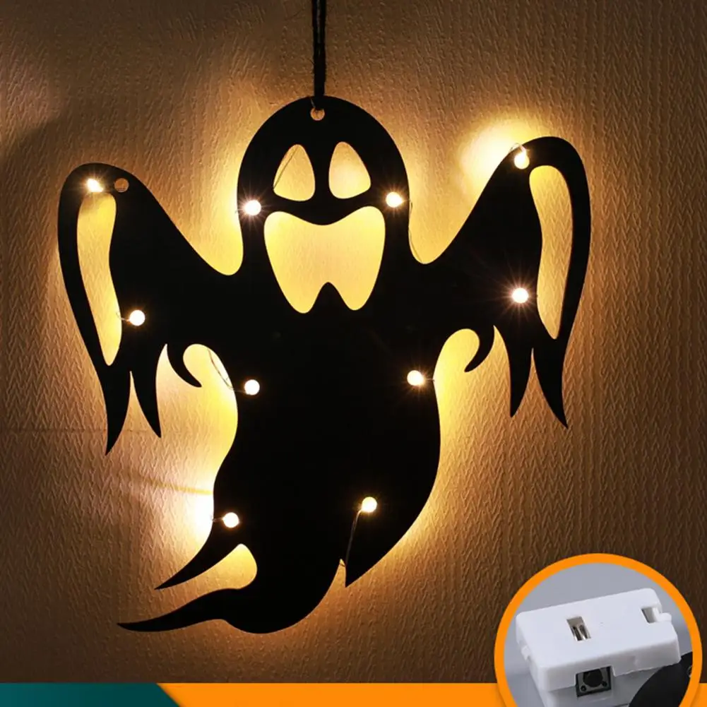 

Spooky Hang Tag Window Halloween Decor Spooky Halloween Pendant Witch Spider Ghost Led Light Decor Haunted House Photo Prop