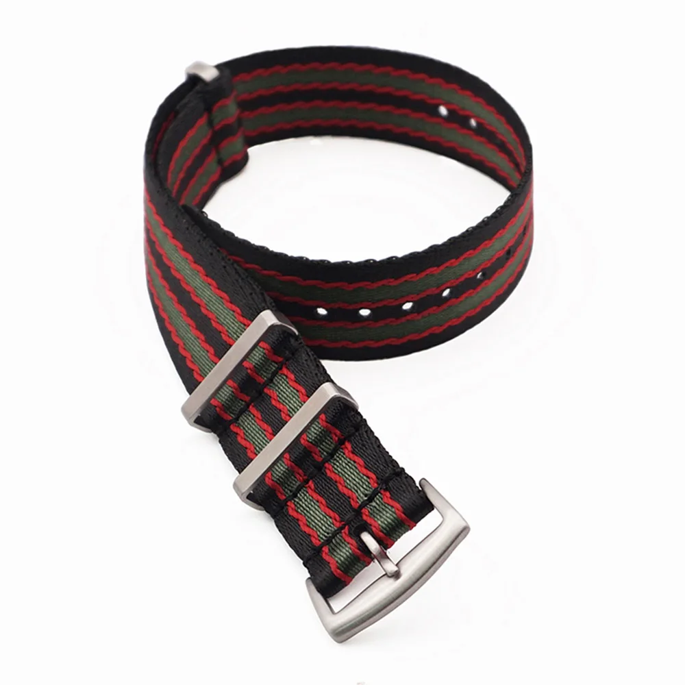 Breathable Military-Style Nylon Watch Strap with Stainless Steel Buckle