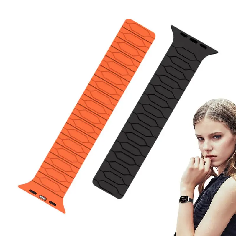 

Силиконовые ремешки для часов, модный ремешок для смарт-часов в черном и оранжевом цвете, модный регулируемый ремешок для смарт-часов, замена, точная посадка