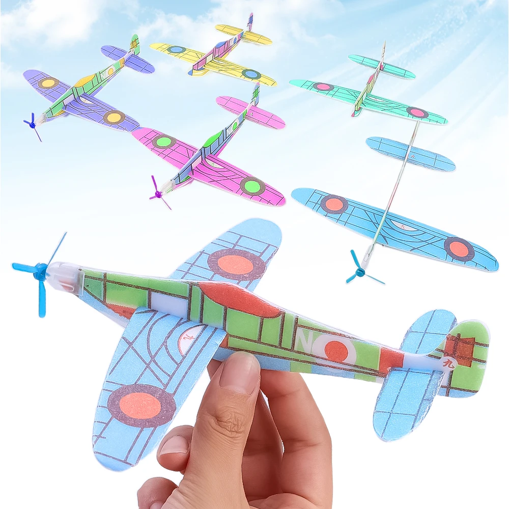 10-1Pcs Mini DIY Hand Throw Flying Glider Planes Kids Game Toys Foam Airplane Party Favors Gift Outdoor Launch Fighter Toy 6