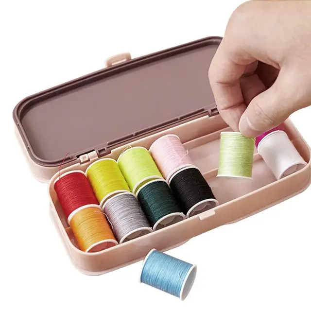 Sewing Box Organizer Travel Sewing Kit For Adults Portable Two Layer Sewing  Threads Box Transparent Empty Sewing Reel Box Kit - AliExpress