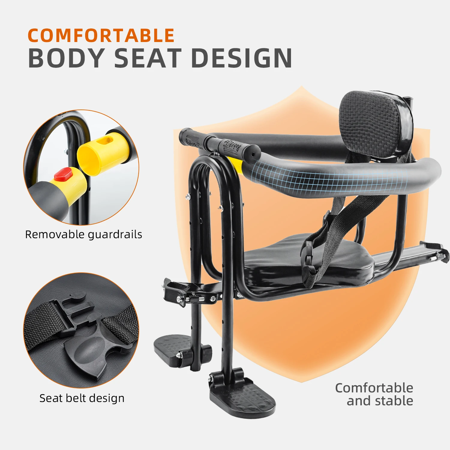 

Oversized Bicycle Child Front Seat Universal Size Child Mountain Bike Safety Baby Seat Comfortable Soft Cushion
