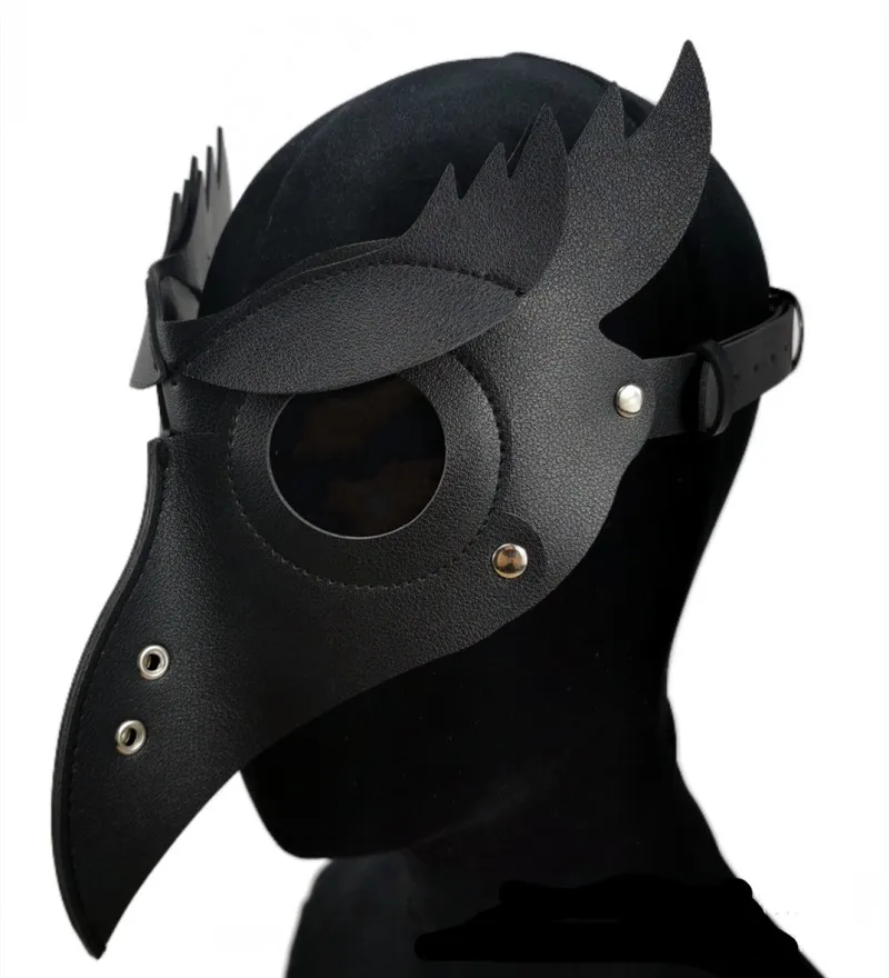 Plague Doctor Mask Leather In Black Beak Mask Plague Doctor Halloween Steampunk PU Birds Cosplay Doctour De Peste