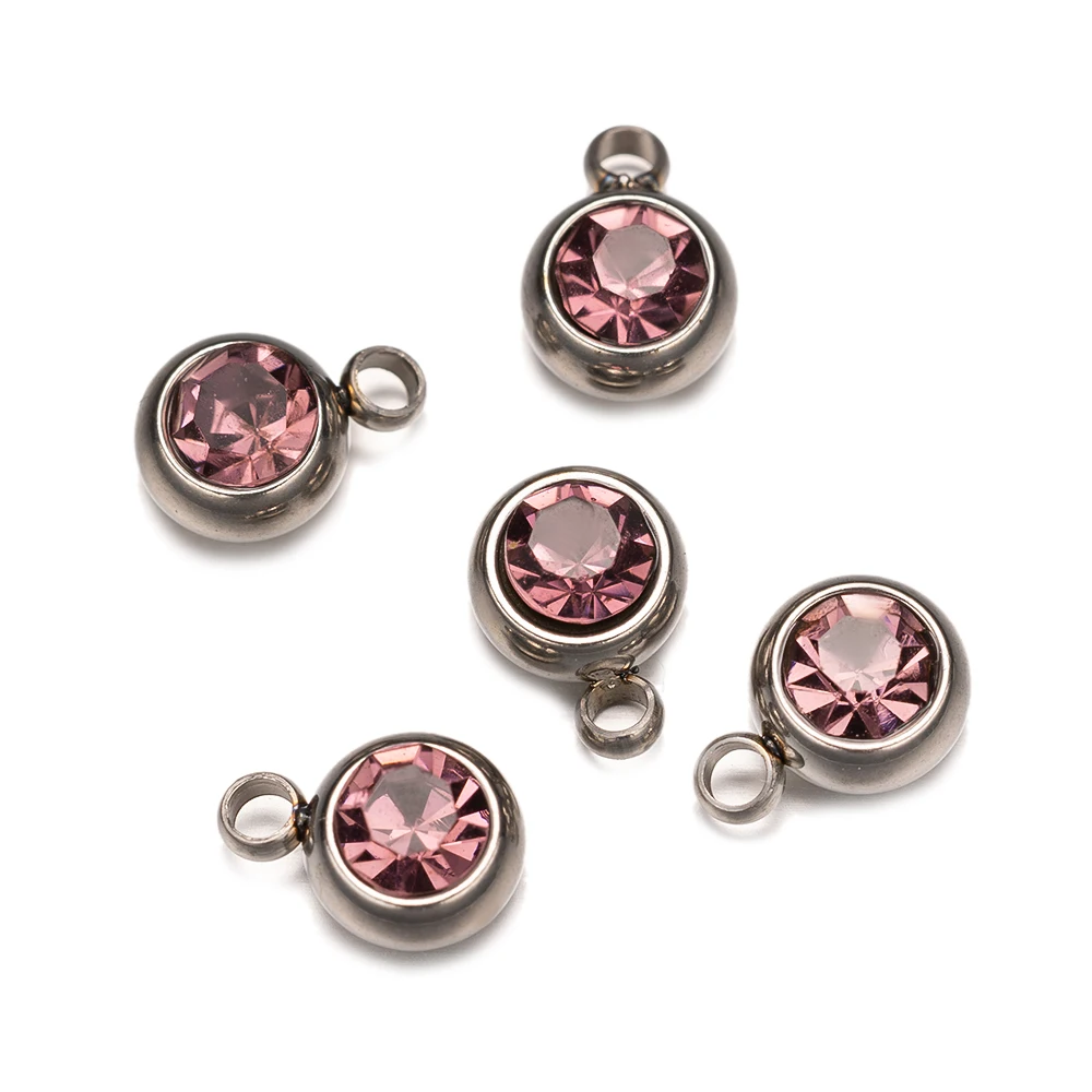 10pc Edelstahl Kristall Charms Anhänger Geburts stein DIY Mode Halskette Armband Weihnachten Ohrring Schmuck machen Zubehör – Detail 3