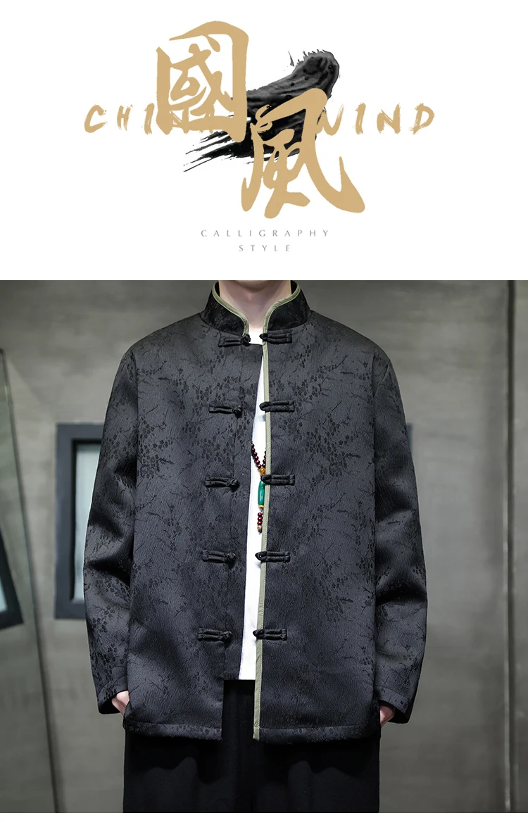 Chinesische traditionelle Herren jacke plus Größe Retro Tang Herren original Suu Jacquard Hanfu Mantel chinesische Mountain Top Jacken – Detail 4