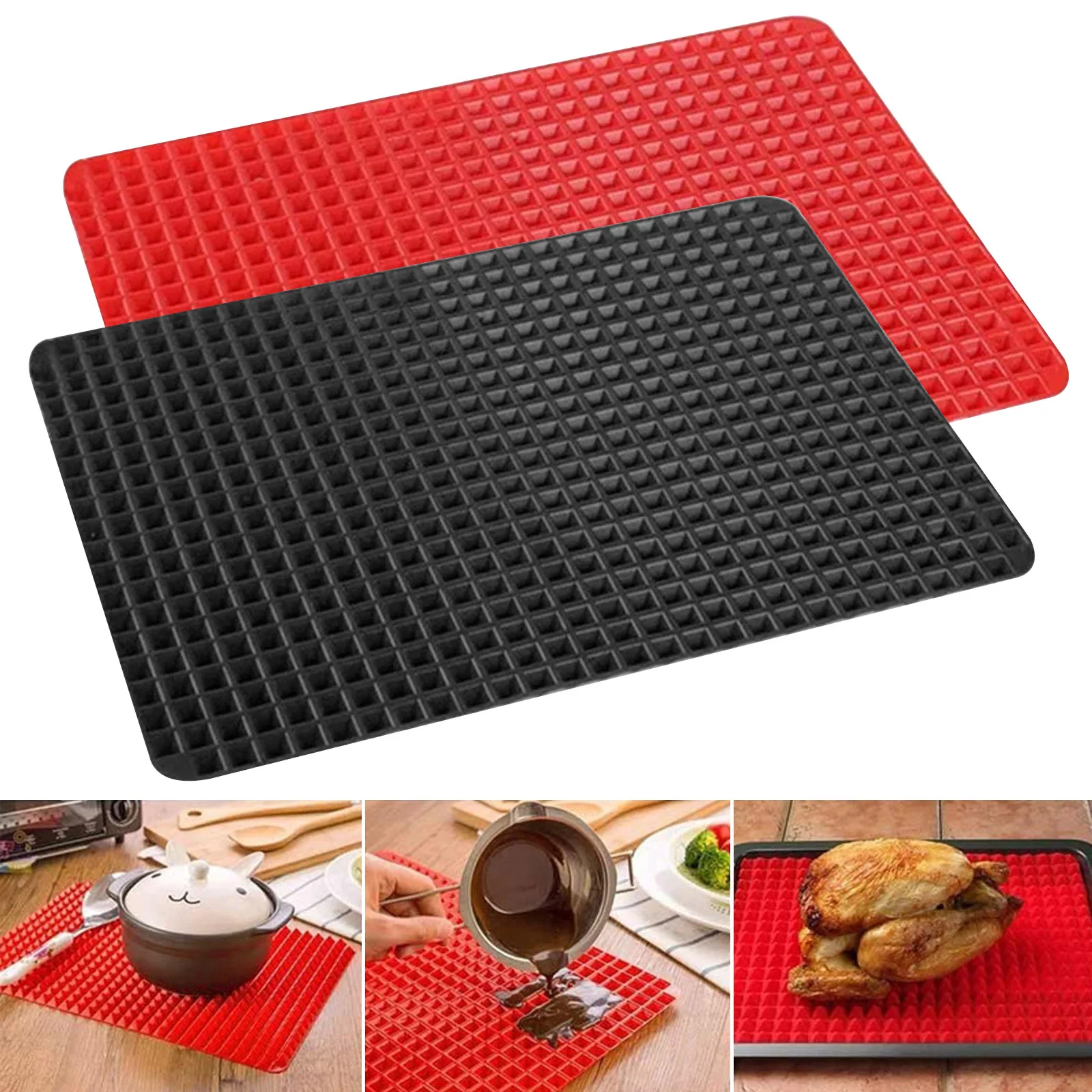 1Pc Silicone BBQ Pizza Mat Nonstick Pyramid Microwave Oven Baking