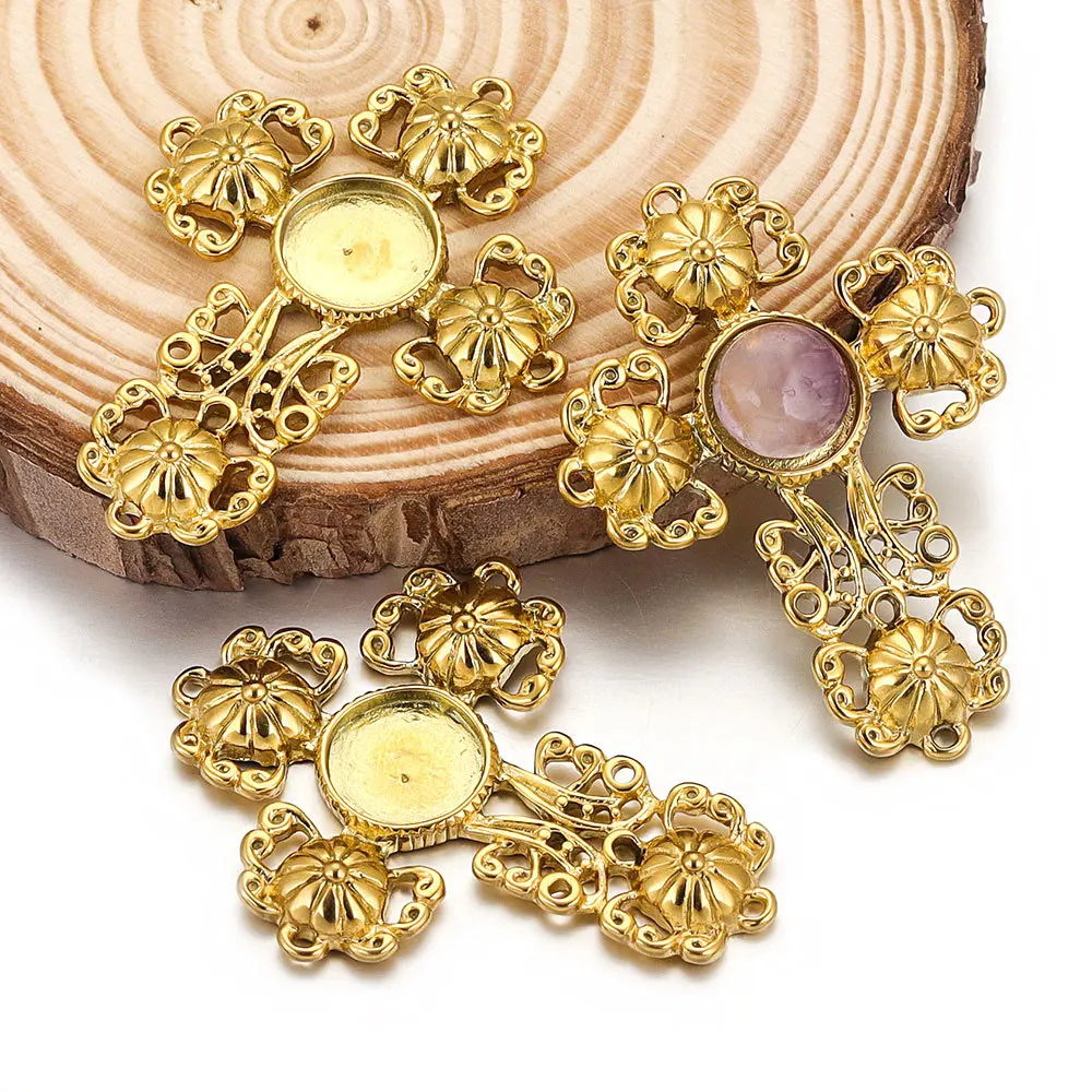 Stainless steel 12mm Cross Tray Pendant Pendant DIY Necklace Earrings Jewelry Accessories 1