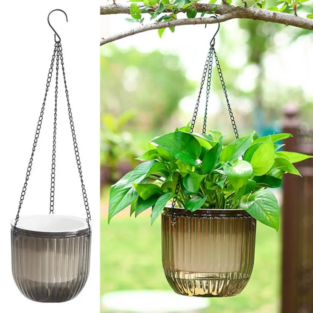 Garden Decoration Self-watering Flower Pot Plant Chain Hanging Flower Pots Round Drainage Holes Houseplant Flowerpot flower pot