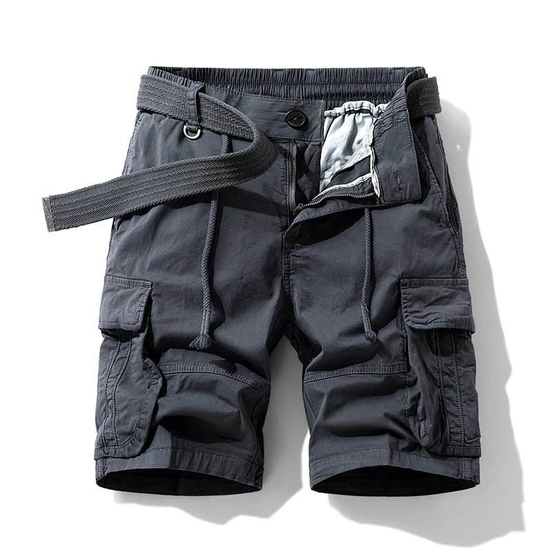 Outdoor Work Clothes Shorts Men's Loose Straight Casual Versatile Multi-Pocket Pants Elastic Waist Mountaineering Sports Shorts 3
