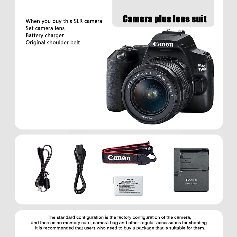 YYHC-250D APS-C SLR 디지털 카메라, 4K HD 카메라, EF-S 18-55mm 1:3.5-5.6 III 렌즈
