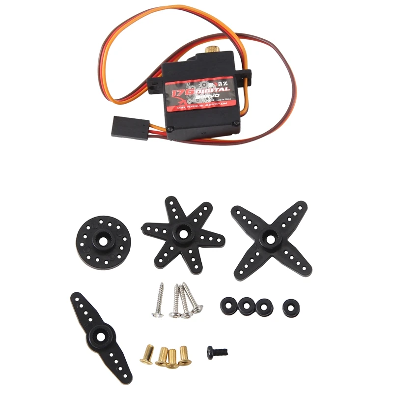 

Цифровой серводвигатель 17G, высокоскоростной рулевой сервопривод RC, латунный сервопривод для 1/16 1/18 1/24, Радиоуправляемый автомобиль, лодка, вертолет