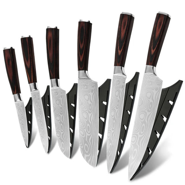Sowoll Black Knives Set Professional 5Pcs Stainless Steel Chef Slicing  Bread Utility Paring Knife Sharp Blade Cool Kitchen Knife - AliExpress