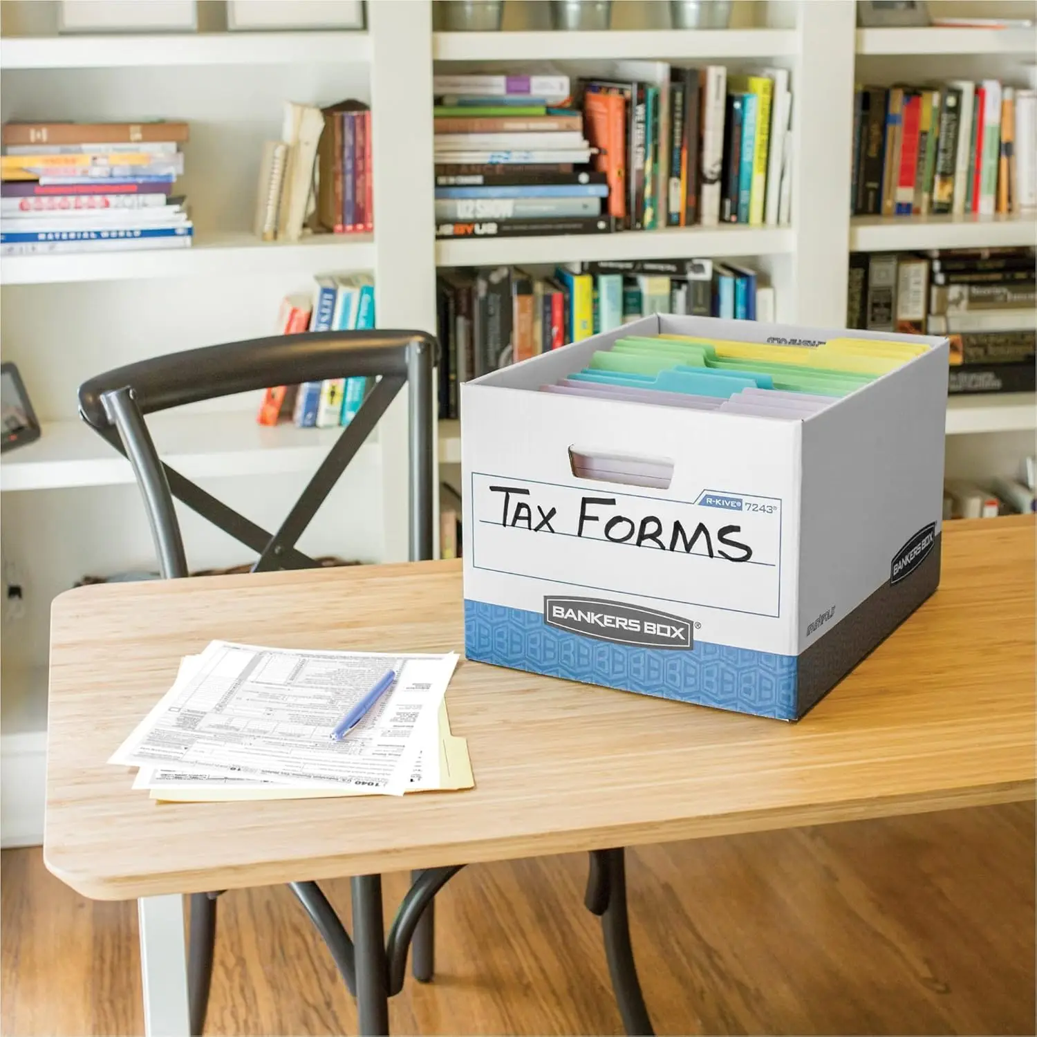 Bankers Box 20 Pack R-KIVE Heavy-Duty File Storage Boxes, FastFold, Lift-Off Lid, Letter, White/Blue