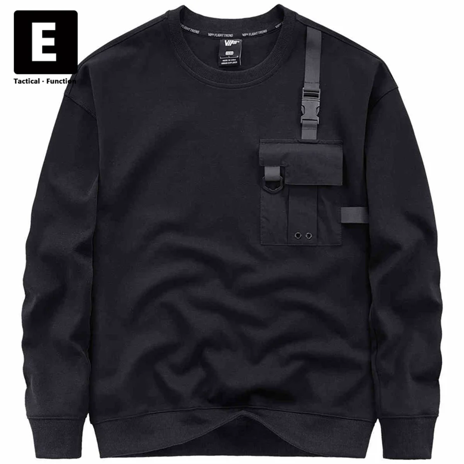 

Свитшот Techwear женский с карманами, черный пуловер с длинным рукавом, худи, весна-осень